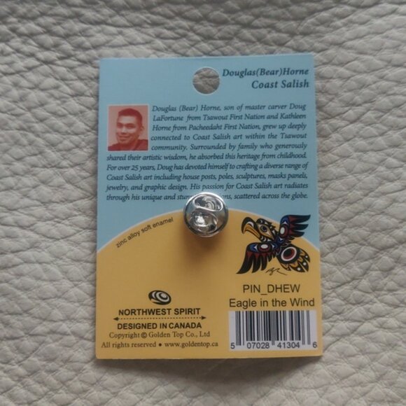 'Eagle in the Wind' Pin Indigenous Design by Douglas Horne, Coast Salish - Picture 2 of 3